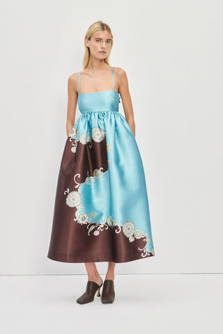 Vestido Alémais Gia Gown Estampado Floral – Azul y Marrón