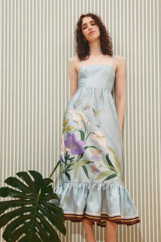 Vestido Midi Alfi ALÉMAIS - Azul Claro Floral