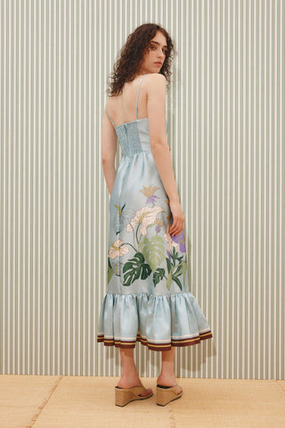 Vestido Midi Alfi ALÉMAIS - Azul Claro Floral