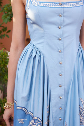 Vestido ALÉMAIS Midi Villa Romantica en Algodón