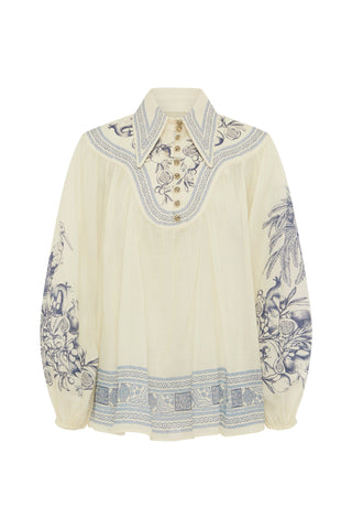 Blusa ALÉMAIS Villa Romantica en Lino Europeo Relaxed Fit