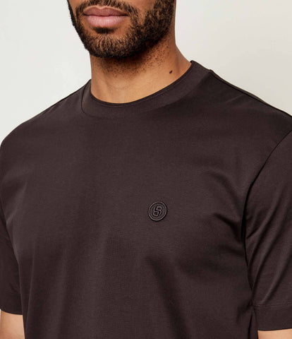 Camiseta BOSS con Logo Bordado para Hombre - Marrón Oscuro