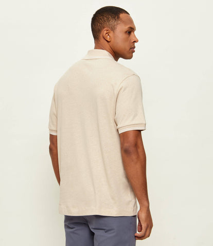 Polo BOSS de Punto con Cuello Abierto - Beige