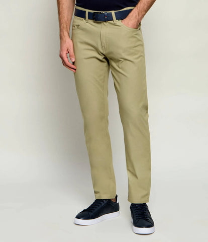 Pantalón BOSS P-Delaware5 Slim Fit de Sarga Stretch – Beige