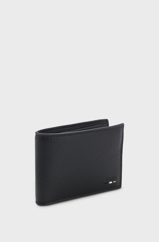 Billetera BOSS Ray_6cc N. con Textura Granulada – Negro
