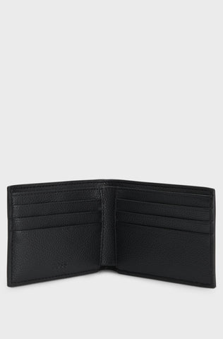 Billetera BOSS Ray_6cc N. con Textura Granulada – Negro