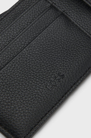 Billetera BOSS Ray_6cc N. con Textura Granulada – Negro