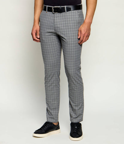 Pantalón Slim Fit BOSS de Cuadros Gris Stretch Hombre - Gris