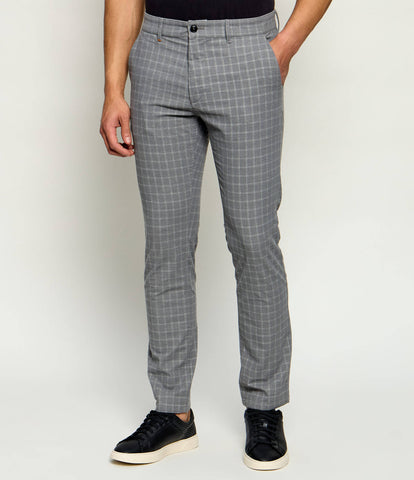 Pantalón Slim Fit BOSS de Cuadros Gris Stretch Hombre - Gris