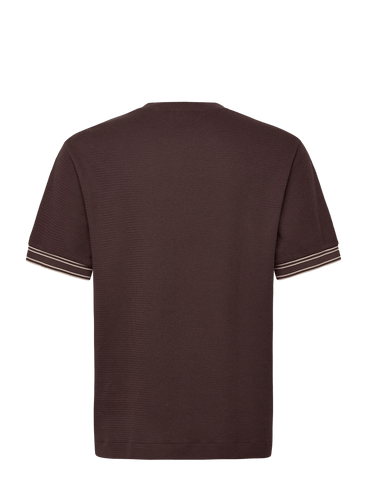 Camiseta BOSS Slim Fit de Algodón Mercerizado con Detalles a Contraste - Marrón Oscuro