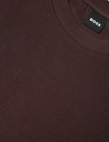 Camiseta BOSS Slim Fit de Algodón Mercerizado con Detalles a Contraste - Marrón Oscuro