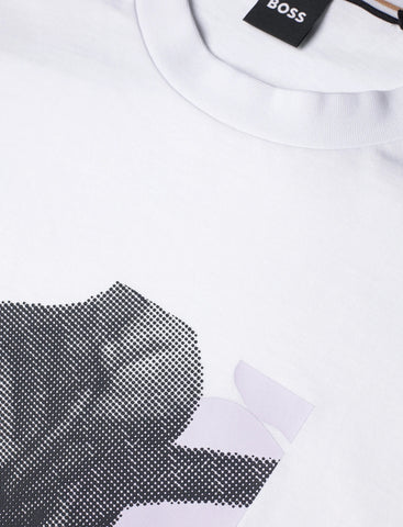 T Shirt BOSS Slim Fit en Algodón Mercerizado con Estampado Degradado - Blanco