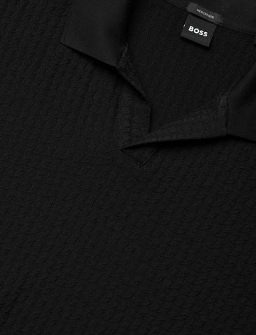 Polo BOSS H-Pye 251 Hombre Negro en Algodón Jacquard Regular Fit
