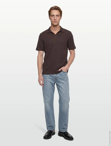 Polo BOSS Slim Fit de Algodón Mercerizado con Textura Jacquard - Marrón Oscuro