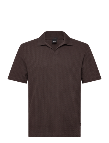 Polo BOSS Slim Fit de Algodón Mercerizado con Textura Jacquard - Marrón Oscuro