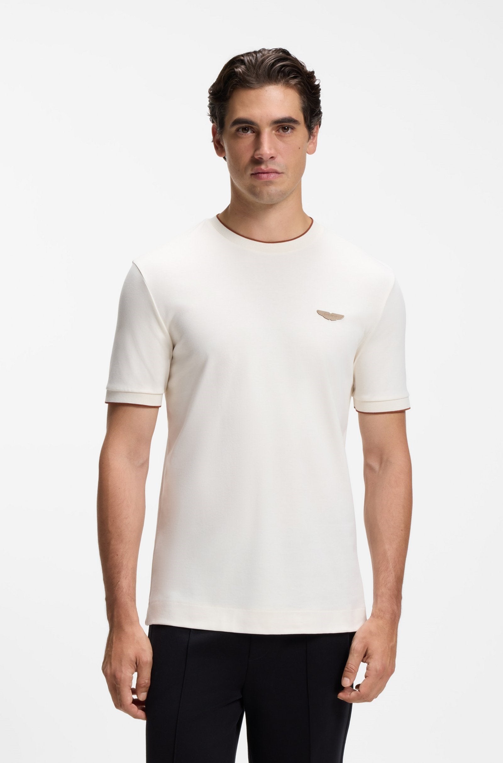 T-shirt BOSS x Aston Martin C-Thompson 80 Regular Fit de Algodón Mercerizado – Blanco