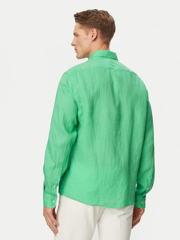 Camisa BOSS En Lino Regular Fit Button Down - Verde Pastel