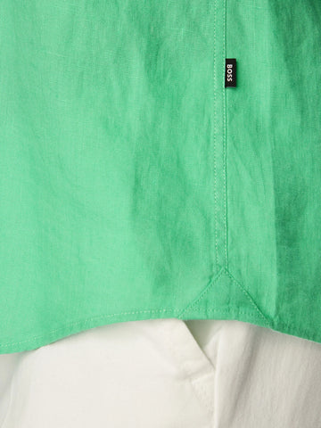 Camisa BOSS En Lino Regular Fit Button Down - Verde Pastel