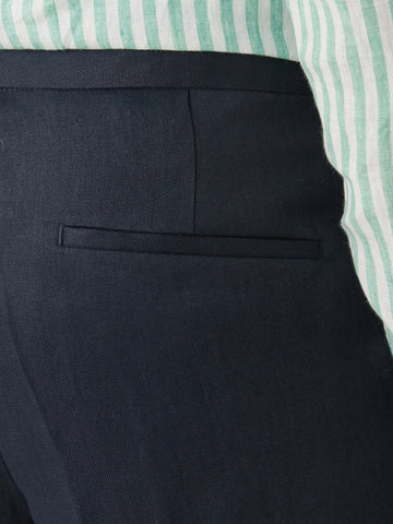 Bermudas BOSS Plisadas en Lino - Azul Marino
