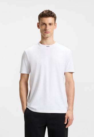 T-Shirt BOSS de algodón elástico con cuello con logotipo Regular Fit