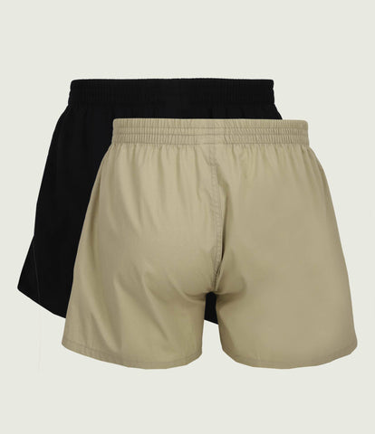 Pack de 2 Bóxers Pijama BOSS de Popelina de Algodón – Negro / Beige