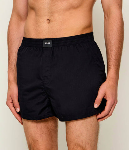 Pack de 2 Bóxers Pijama BOSS de Popelina de Algodón – Negro / Beige
