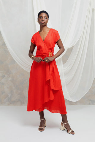 Vestido Midi Luana En Lino Natural