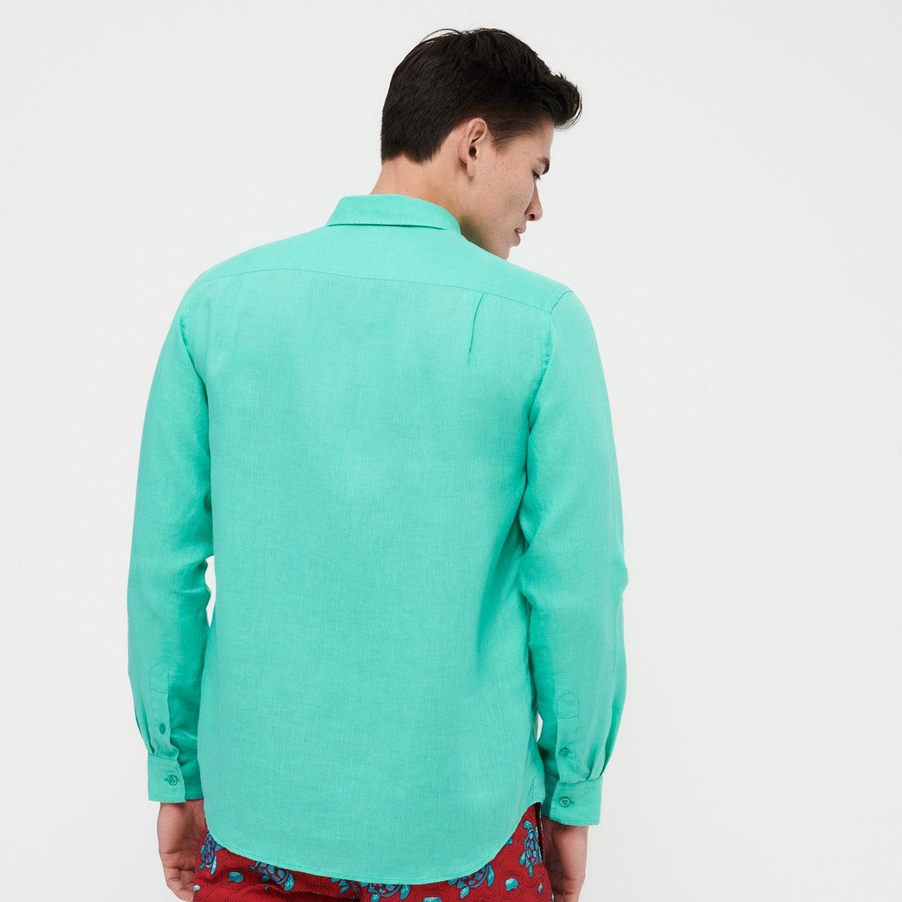 Camisa de lino Solida - Verde Aqua - tiendadicons.com