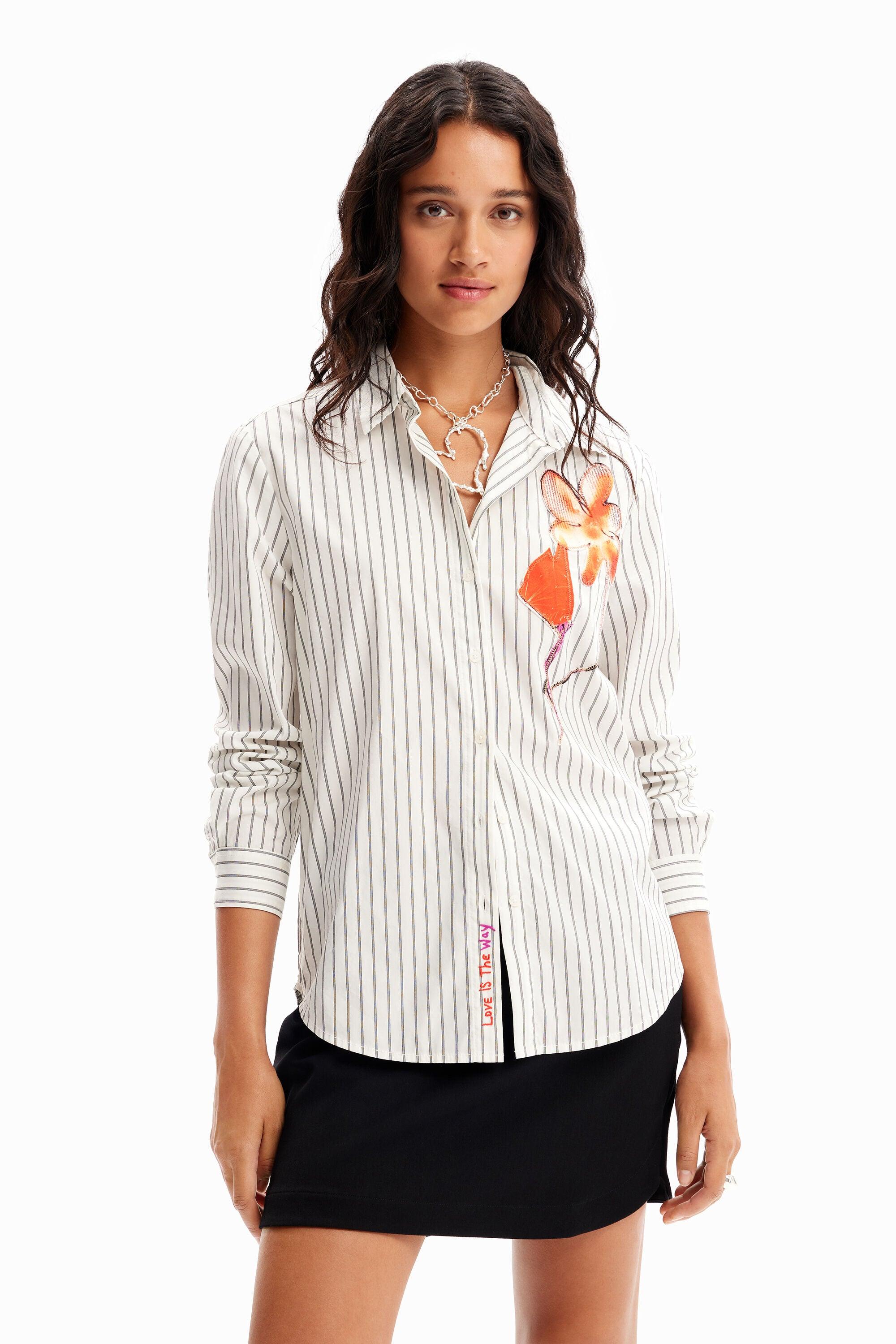 Camisa De Mujer Desigual Rayas Floral - tiendadicons.com
