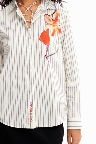 Camisa De Mujer Desigual Rayas Floral - tiendadicons.com