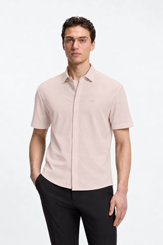 Camisa BOSS GOC Swing Regular Fit de Algodón Stretch – Naranja Claro