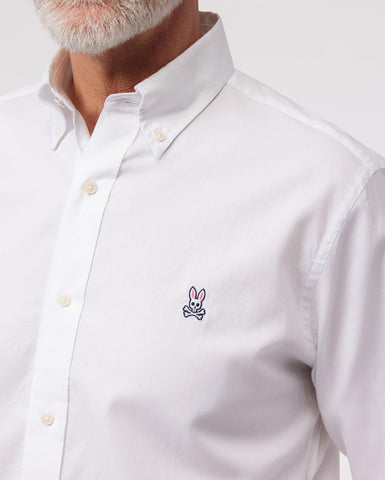 Camisa Psycho Bunny Oxford - Blanco - tiendadicons.com