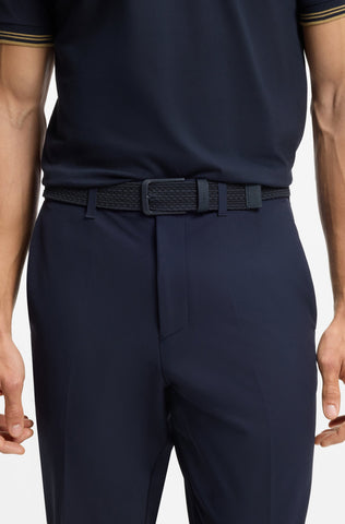 Correa BOSS Vern-WnE-Go_Sz35 Tejida con Detalles de Piel – Azul Oscuro