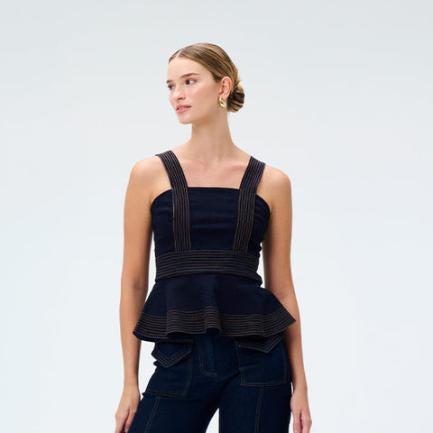 Crop Top Simona Bianca Denim en Algodón