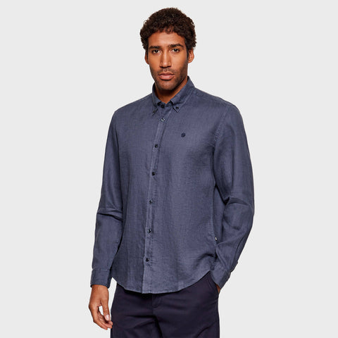 Camisa BOSS en Lino con Logo Doble B Bordado Slim Fit