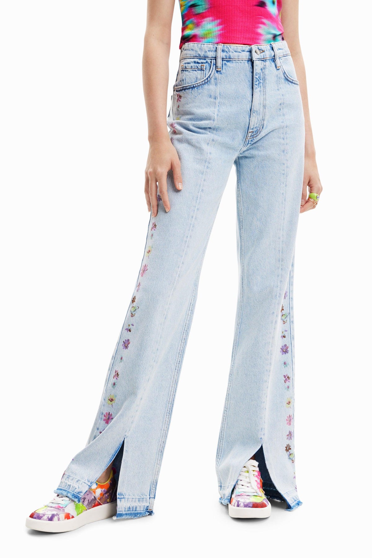 Desigual Wide-Leg Flowers Jeans - tiendadicons.com