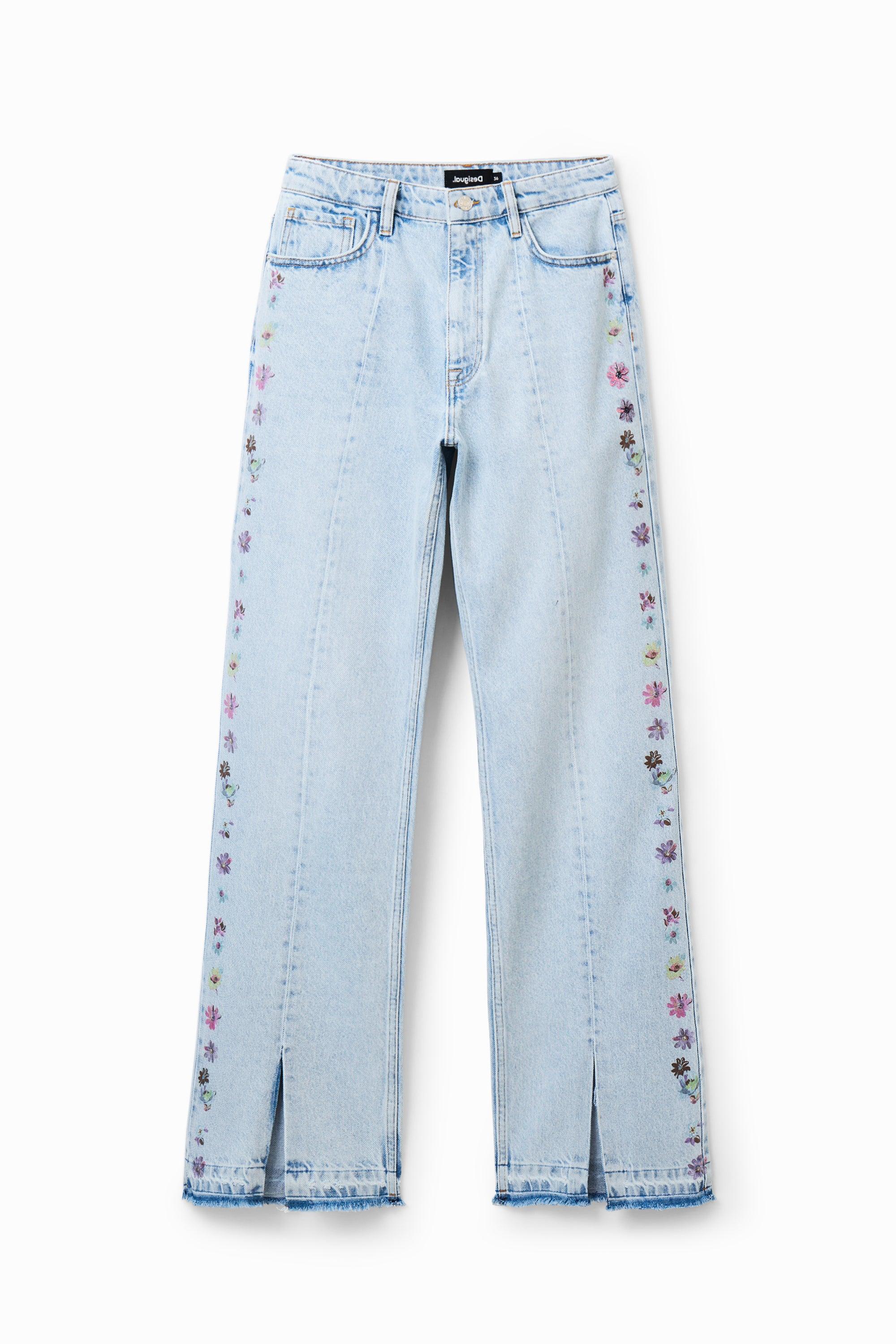 Desigual Wide-Leg Flowers Jeans - tiendadicons.com