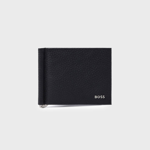 Billetera BOSS en piel Italiana Con Clip Interno y Logo de metal