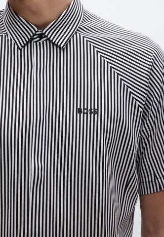 Camisa Mangas Cortas BOSS de Rayas regular fit algodón con Stretch