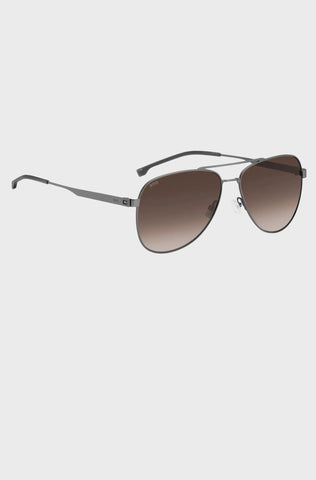 Gafas De Sol Boss Para Hombre En Acero Negro Mate Con Doble Puente