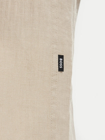 Camisa BOSS en Lino con Logo Doble B Bordado Slim Fit