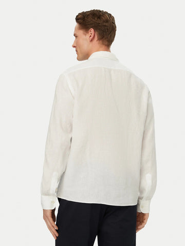 Camisa BOSS en Lino con Logo Doble B Bordado Slim Fit