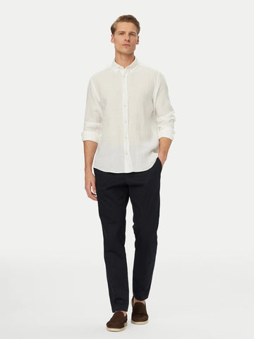 Camisa BOSS en Lino con Logo Doble B Bordado Slim Fit