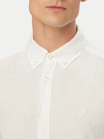 Camisa BOSS en Lino con Logo Doble B Bordado Slim Fit
