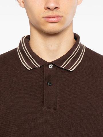 Polo BOSS de Punto con Cuello en Contraste - Marrón