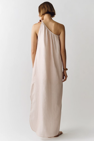 Vestido Maxi FARM Rio rosa de un solo hombro con estampado de terraza y jardín en 3D