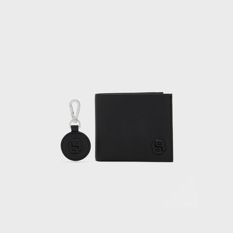 Set BOSS de Cartera Bifold y Llavero en Piel con Monograma Double B