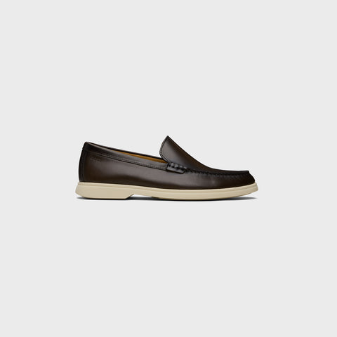 Mocasines BOSS de piel con logotipo en relieve Marrón Oscuro