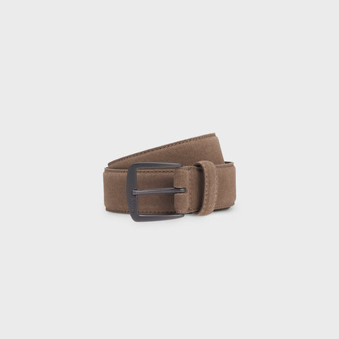 Correa BOSS de Suede italiano con hebilla color plomo