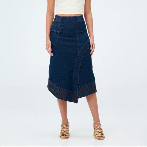 Falda Simona Nómada Blue Denim en Algodón